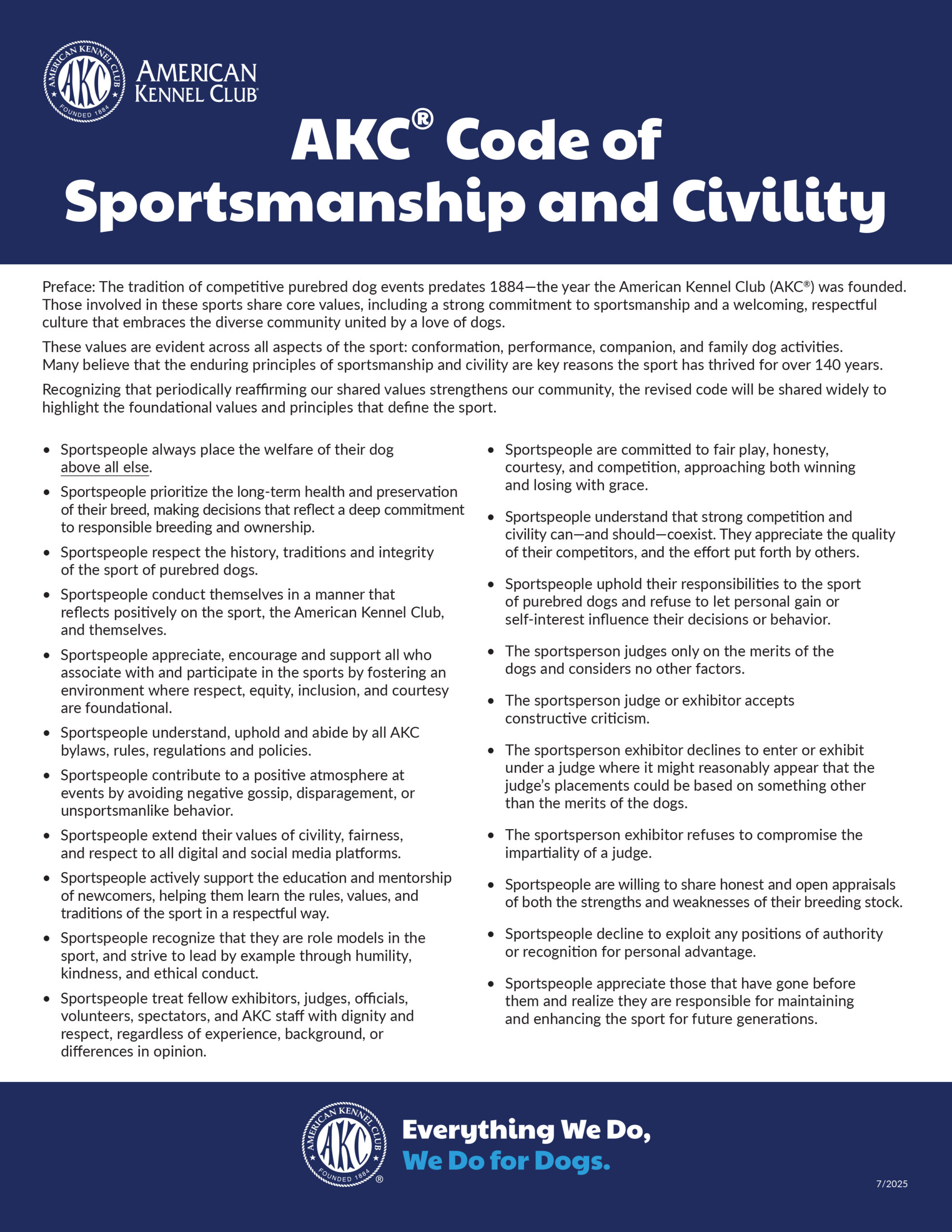 AKC Code of Sportsmanship and Civility